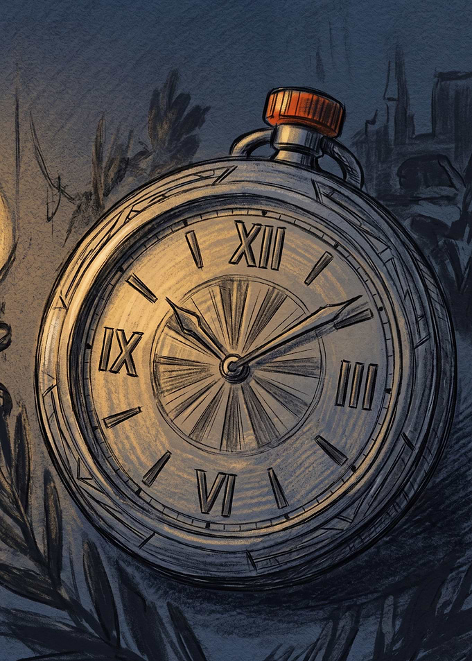Vintage Pocket Watch Illustration