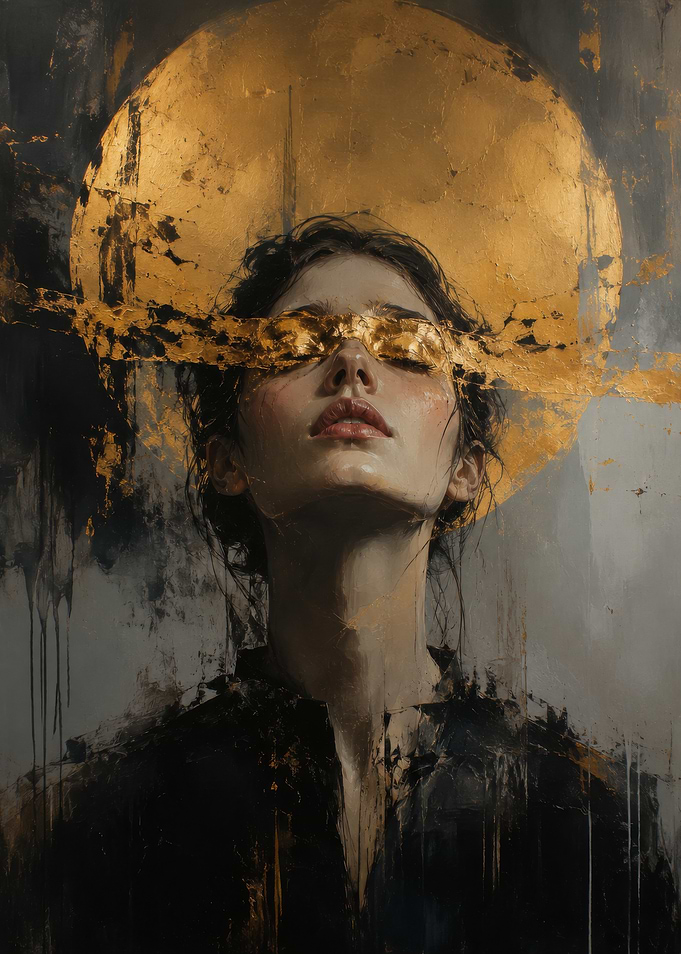 Ethereal Portrait with Golden Halo