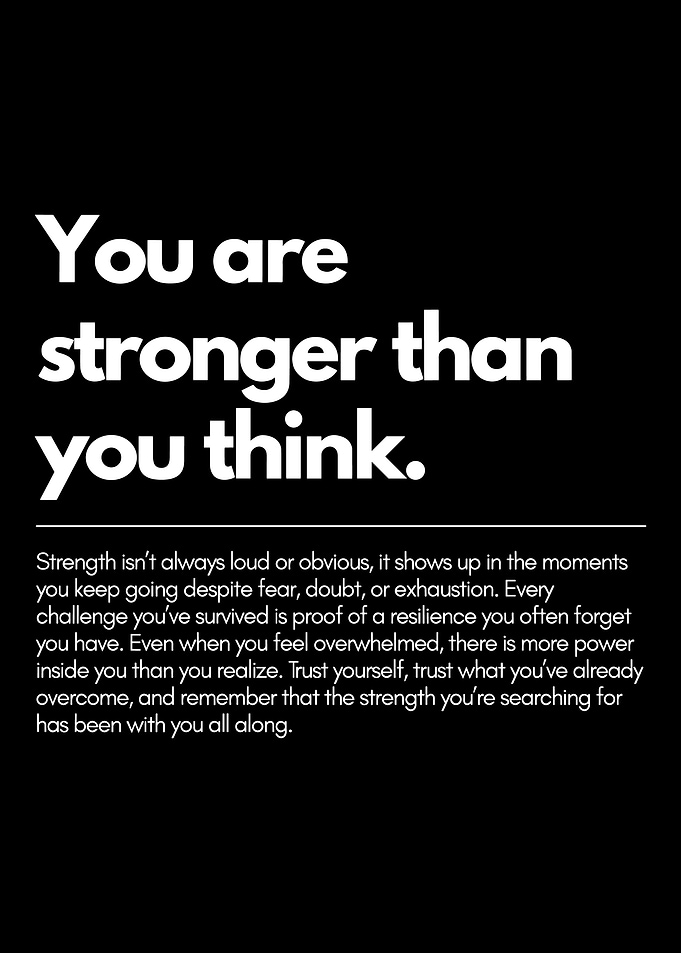 You Are Stronger Than You Think Minimalist Motivational Typography Wall Art Poster