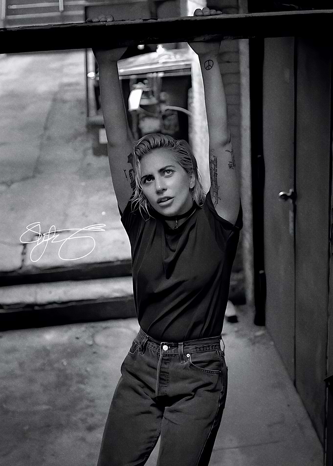 Lady Gaga Black and White Portrait