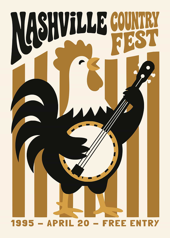 Nashville Country Fest Rooster Poster