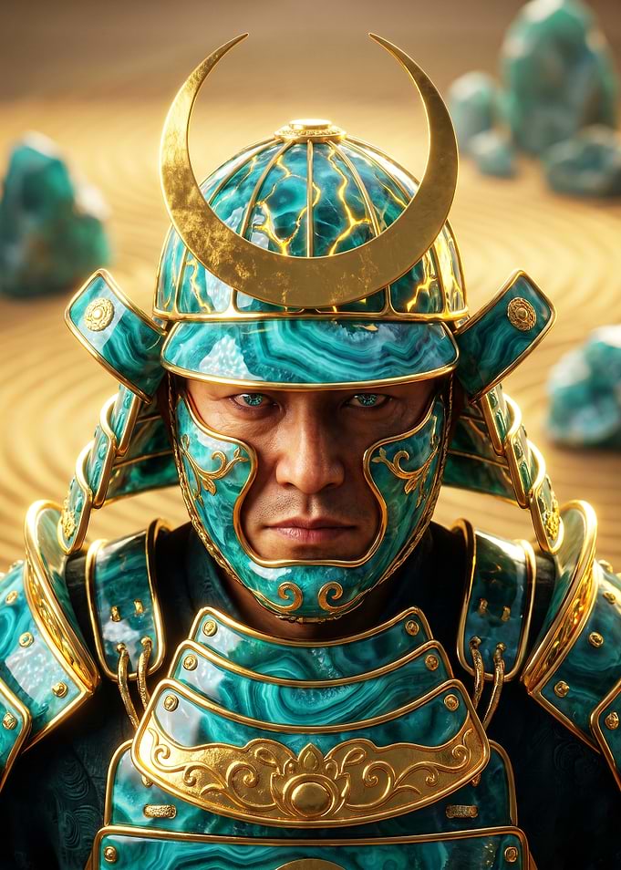 Malachite Samurai Warrior Portrait