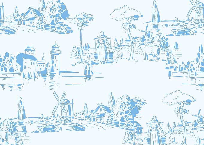 Toile de Jouy Countryside Pattern