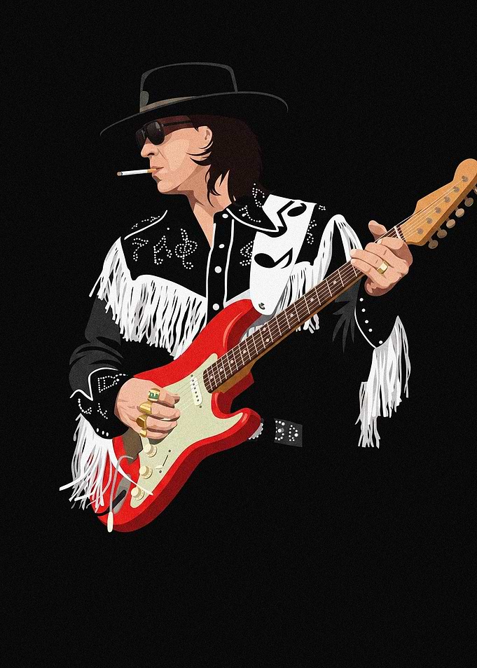 Stevie Ray Vaughan Guitarist Illustration