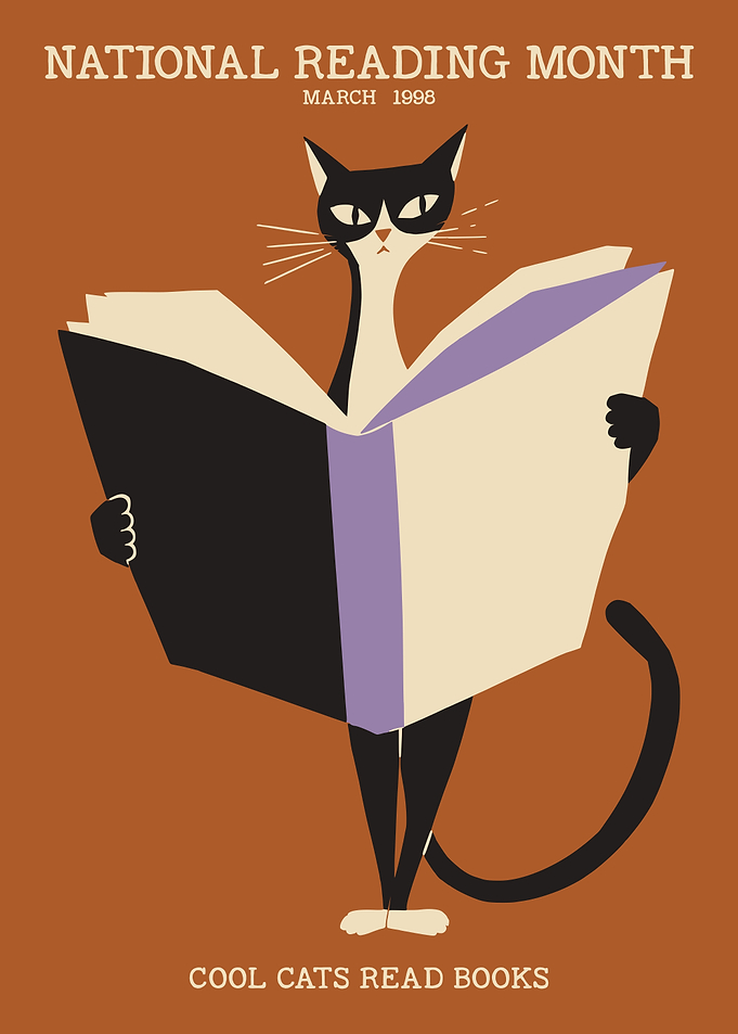 National Reading Month Cat Poster