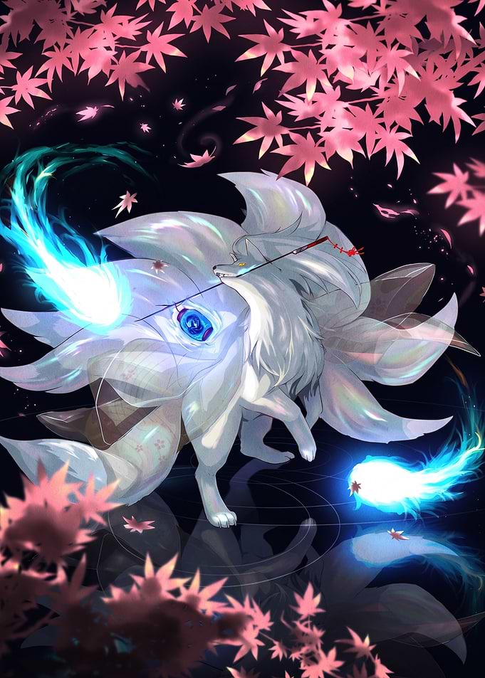 Nine-Tailed Fox Spirit in Autumn