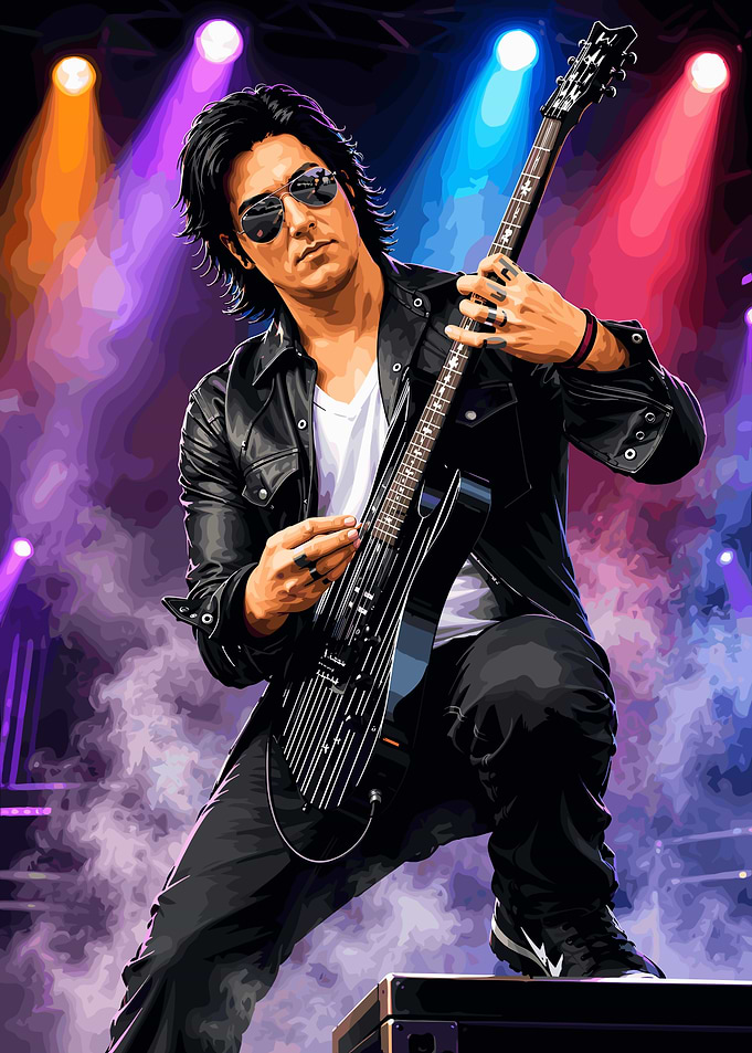 Rock Guitarist Performing on Stage