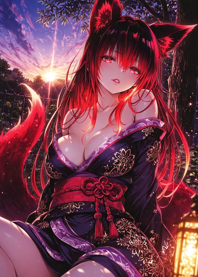 Anime Fox Girl in Kimono