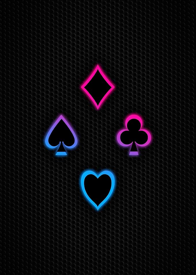 Neon Playing Card Suits Wallpaper