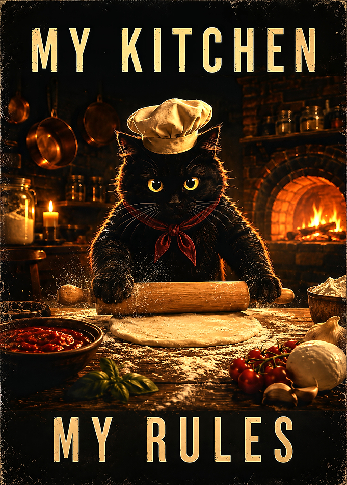 Black Cat Chef Kitchen Poster