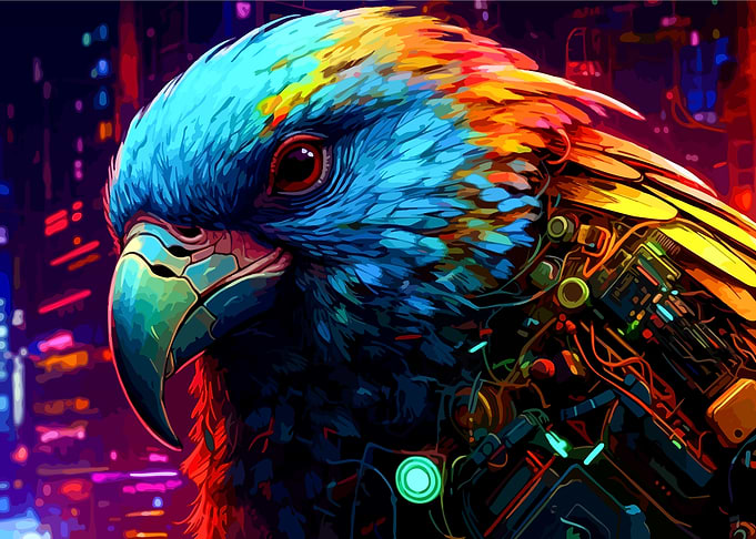 Cybernetic Rainbow Lorikeet Portrait