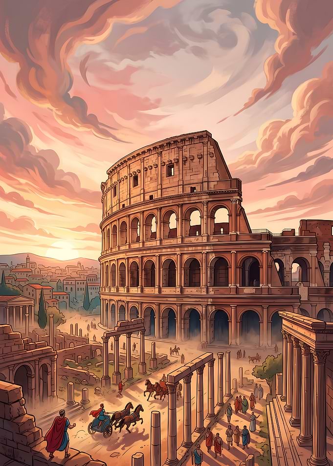 Rome Colosseum Ancient History Travel Poster