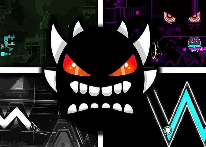 Geometry Dash Demon Face Collage