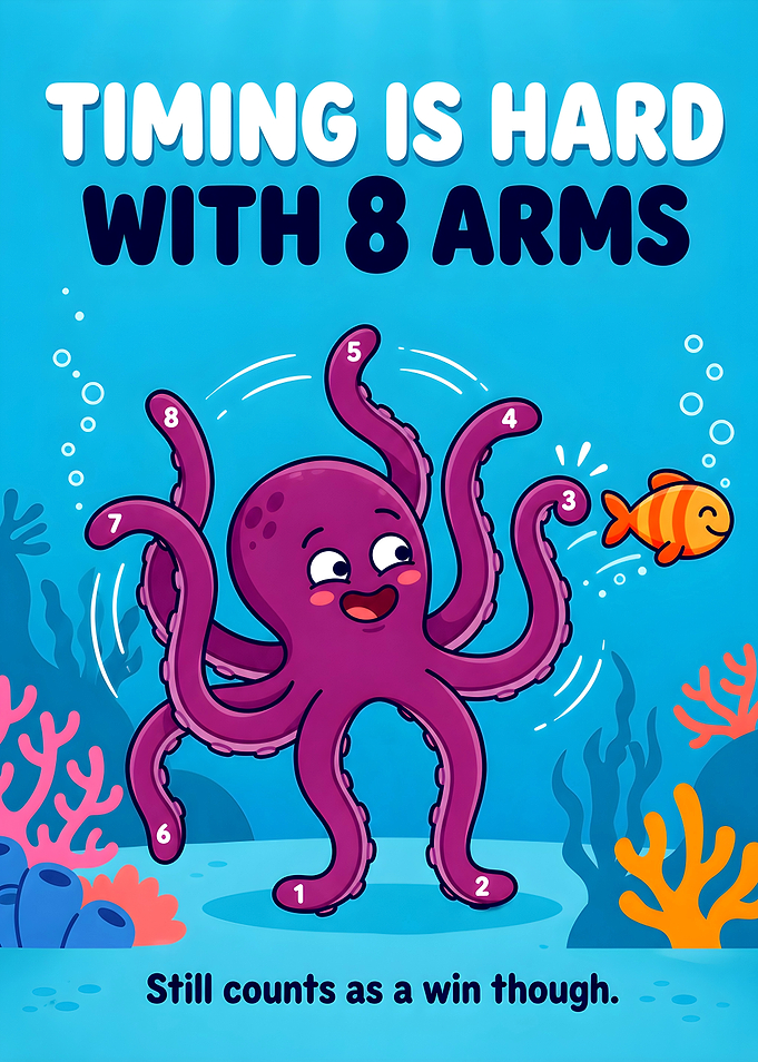 Funny Octopus Cartoon Illustration