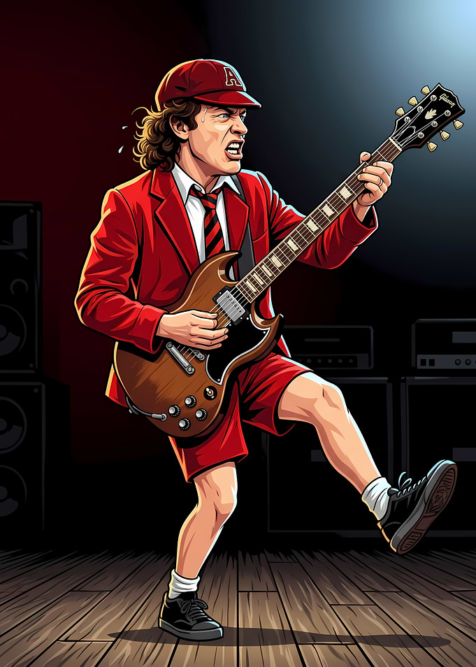 Angus Young AC/DC Guitarist Illustration