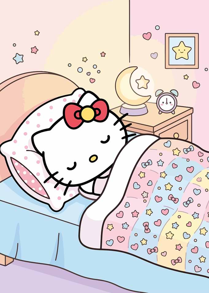 Hello Kitty Sleeping in Bed