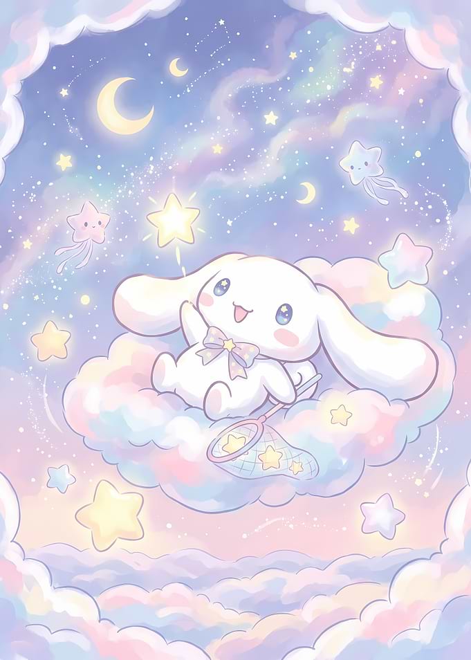 Cinnamoroll Catching Stars in Clouds