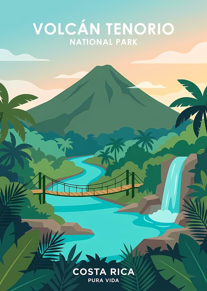 Volcán Tenorio National Park Travel Poster