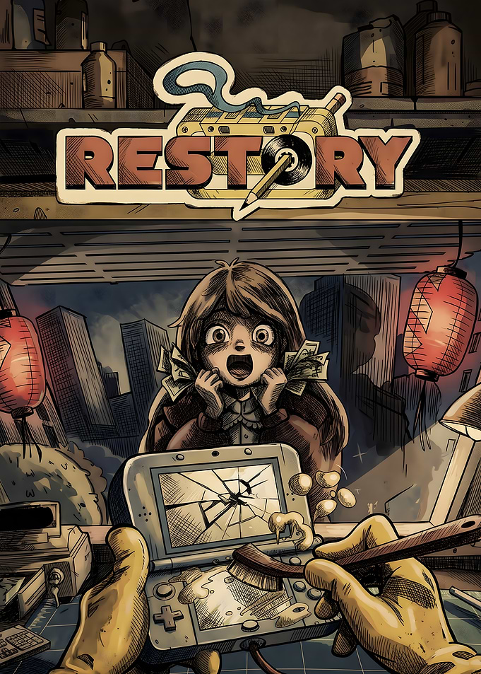 Restory Gaming Repair Shop Illustration