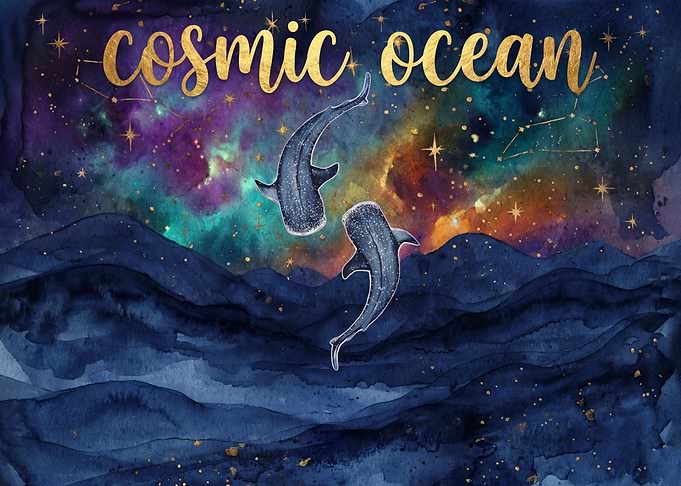 Cosmic Ocean Whale Sharks Art