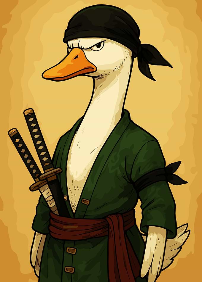 Samurai Duck Warrior Illustration