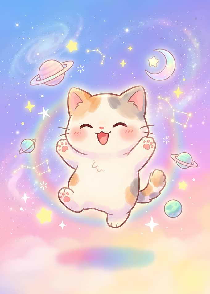 Cute Calico Cat in Space