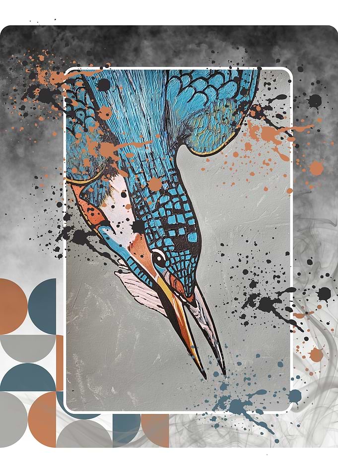 Abstract Kingfisher Bird Art Print