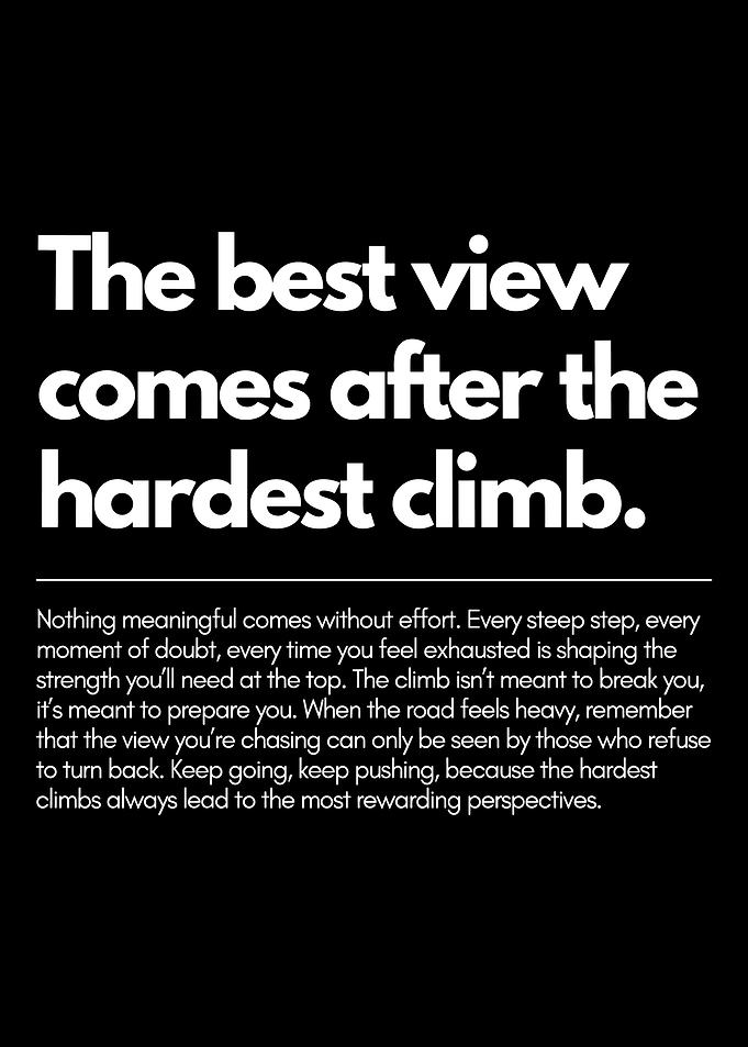 The Best View Comes After the Hardest Climb Motivational Wall Art