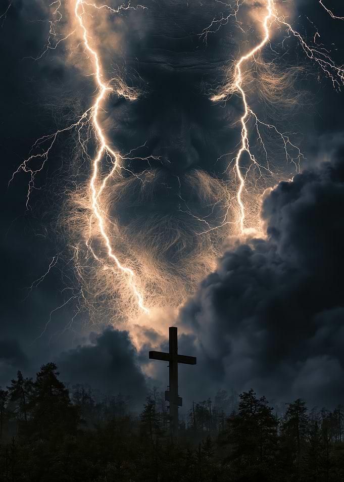 Divine Lightning Over the Cross