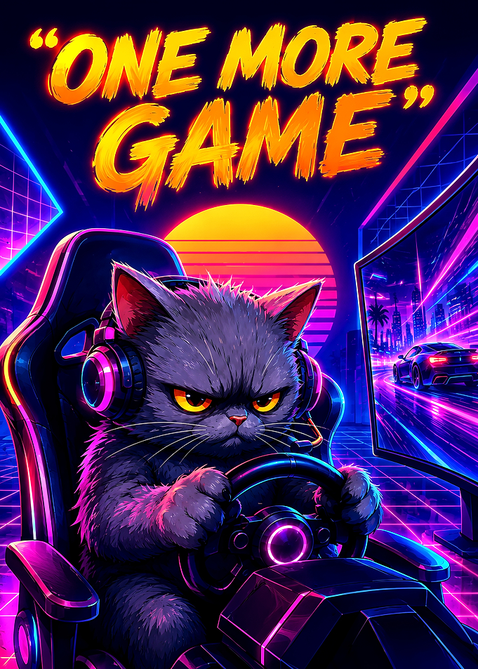 One More Game Gaming Cat