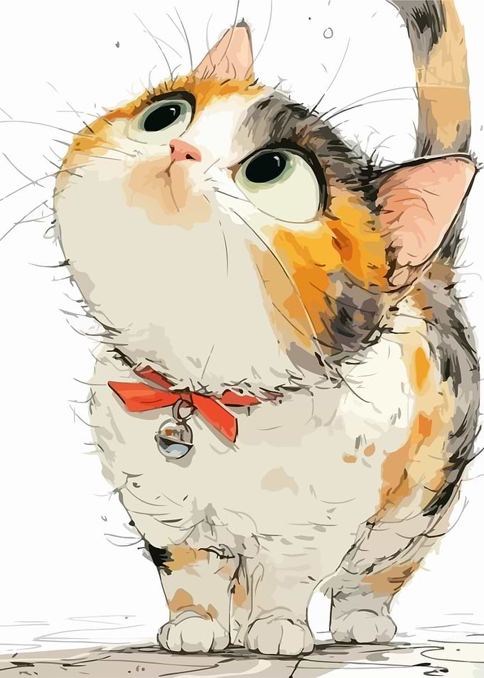 Cute Calico Cat Illustration