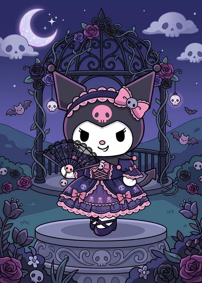 Kuromi in Gothic Lolita Garden
