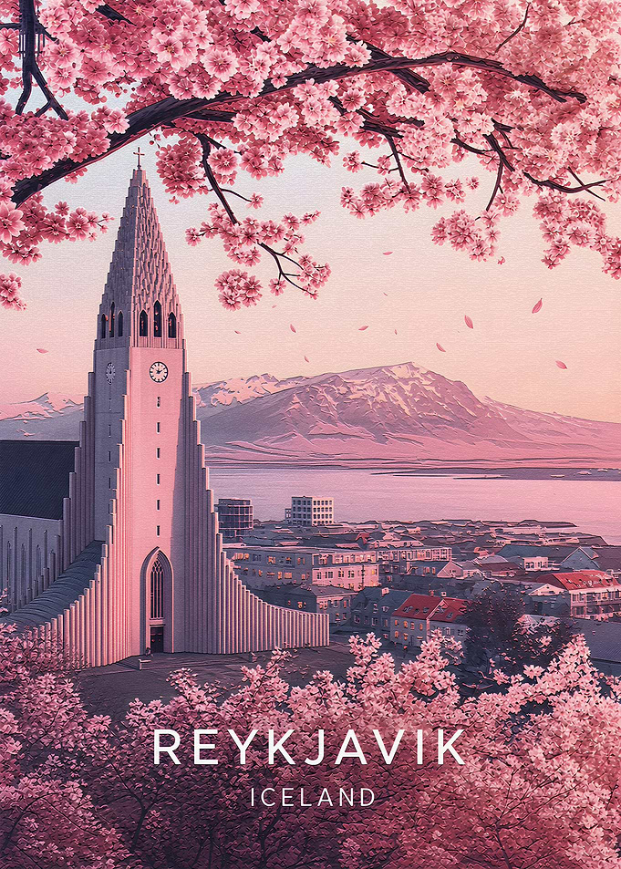 Hallgrímskirkja Church in Reykjavik Spring Poster