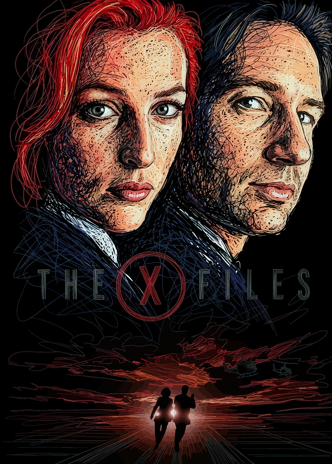 The X-Files Scribble Art Poster