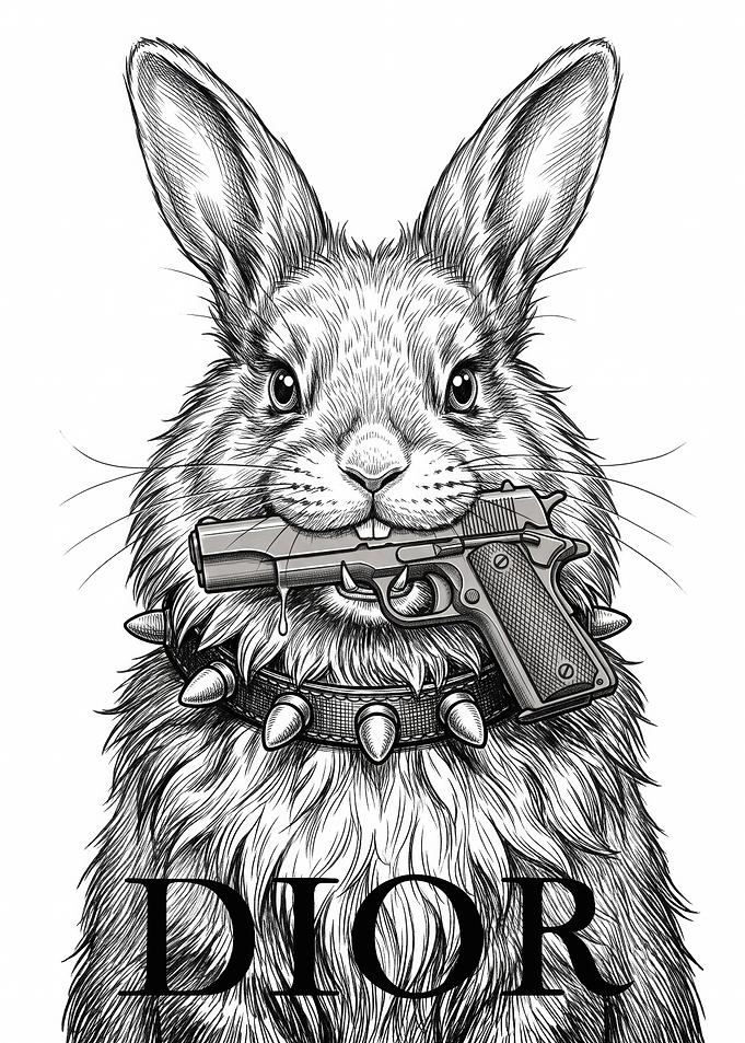Edgy Rabbit with Gun and Dior