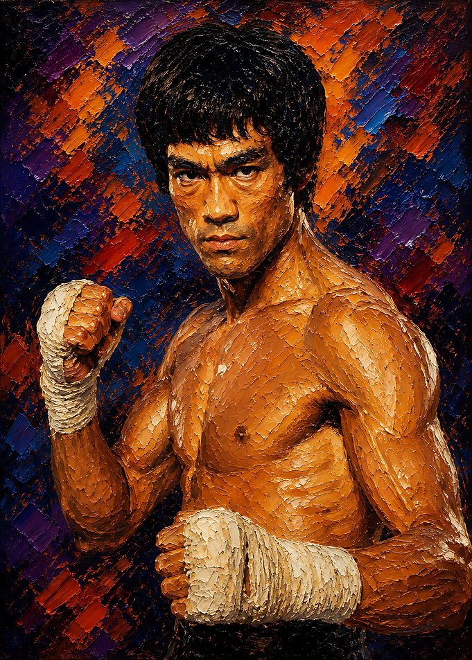Impressionist Oil Painting of Bruce Lee