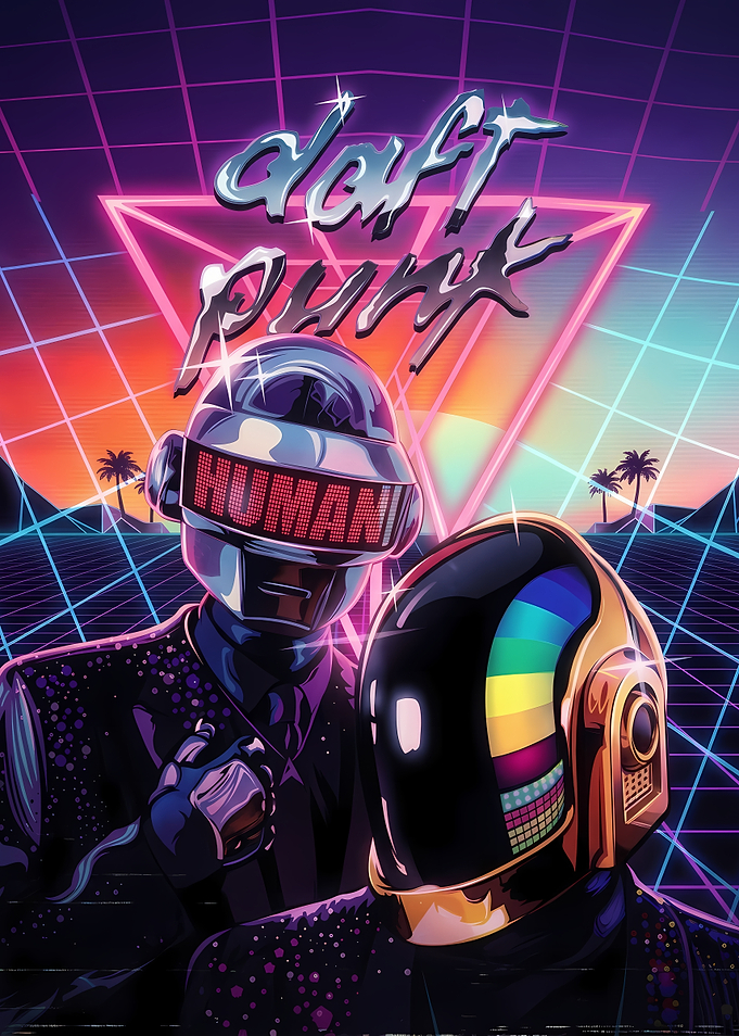 Daft Punk Retro Synthwave Poster