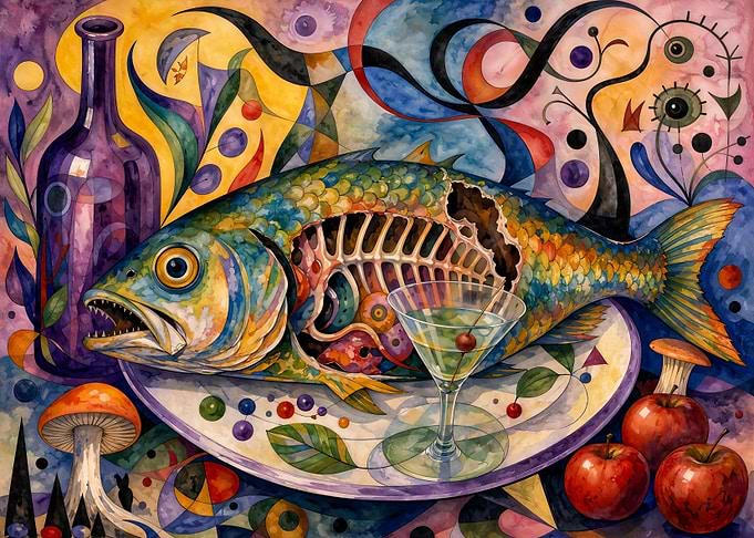 Surreal Still Life Fish Painting