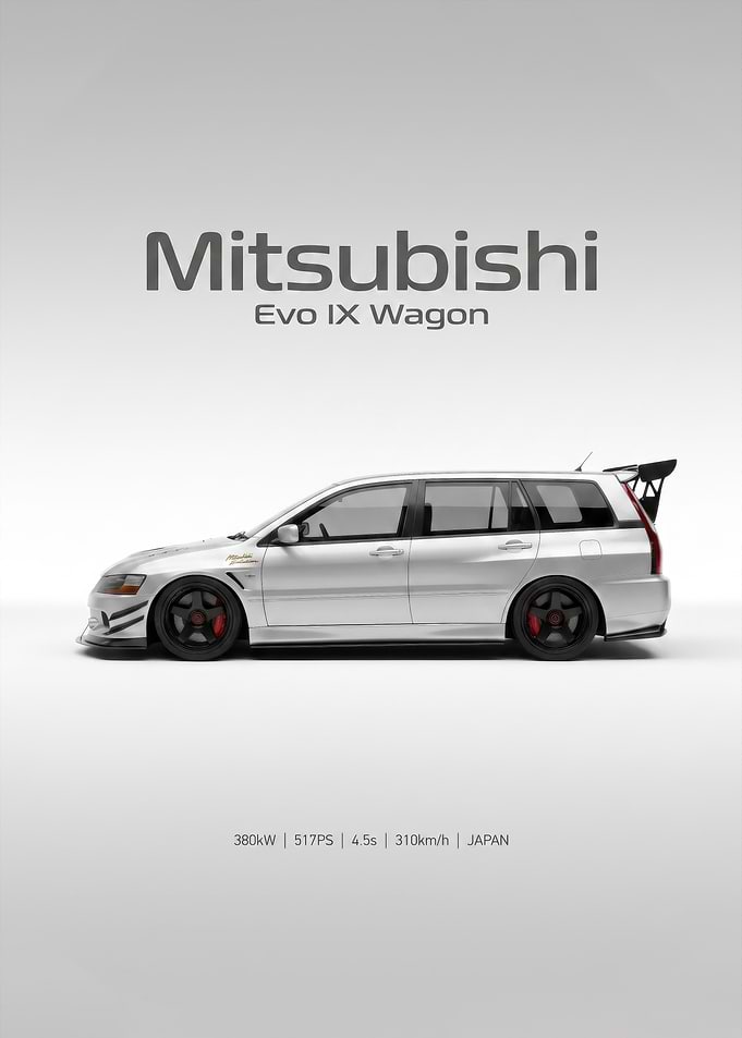 minimalist Evo IX Wagon sleek Poster