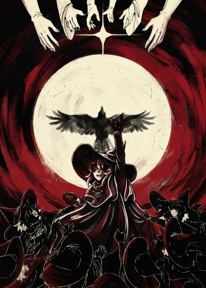 Witch Coven Ritual Under Blood Moon