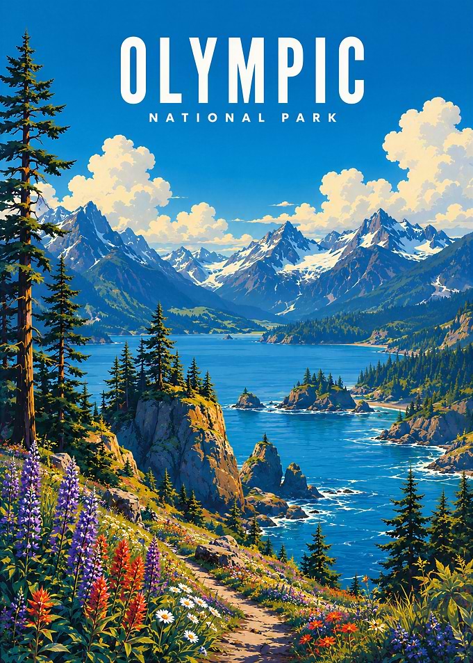 Olympic National Park Travel Poster