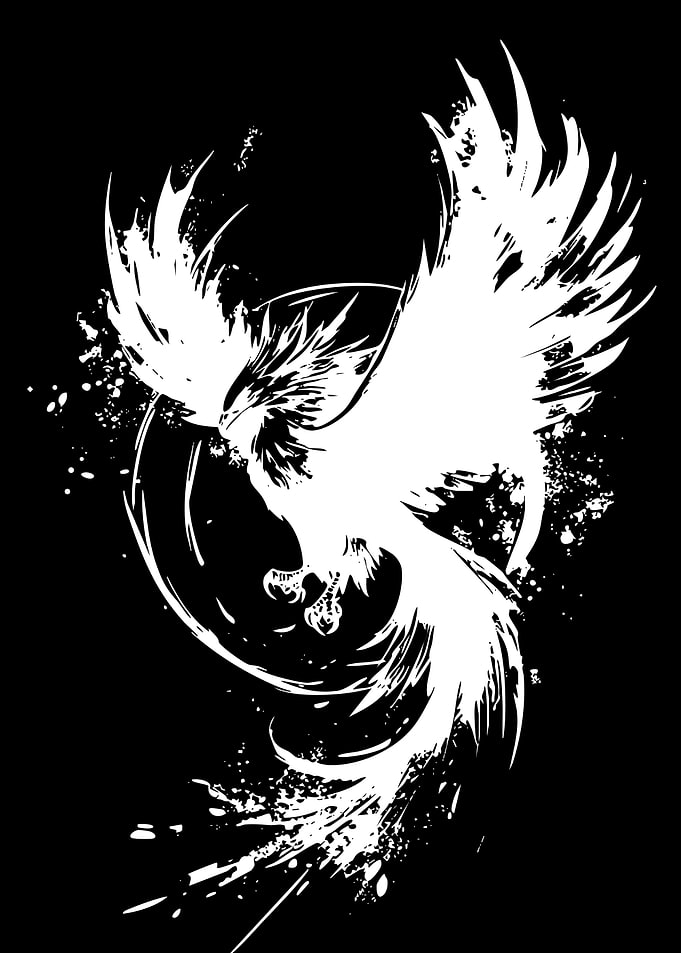 White Phoenix Ink Splatter Art