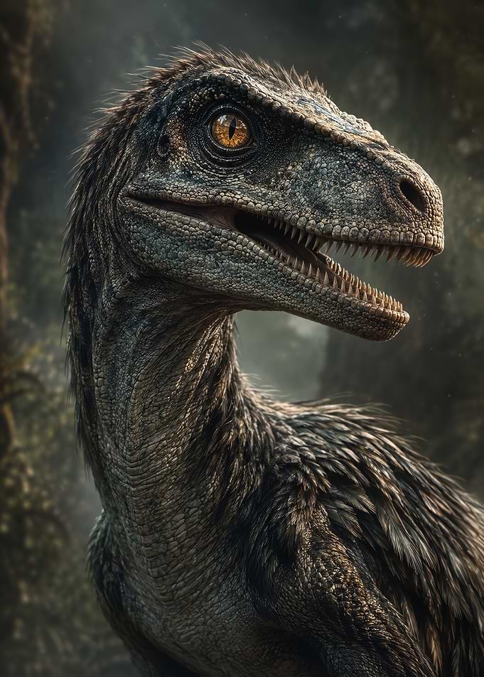 Feathered Velociraptor Portrait