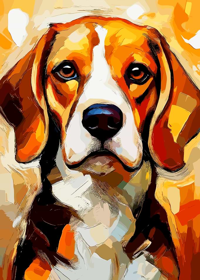 Abstract Impressionist Beagle Portrait