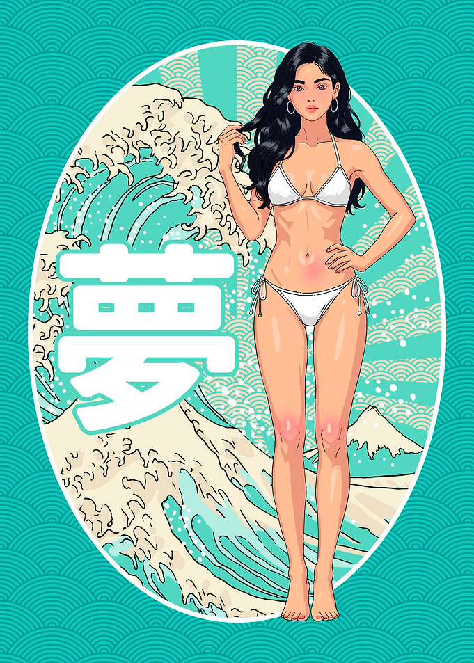 Anime Bikini Girl Waifu Great Wave