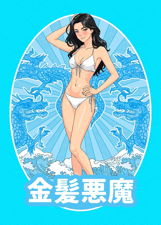 Anime Waifu Bikini Girl Japanese Dragon Graphic