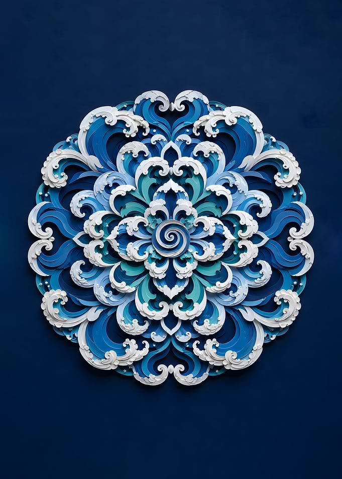 Ocean Wave Pattern Mandala 3D Papercraft