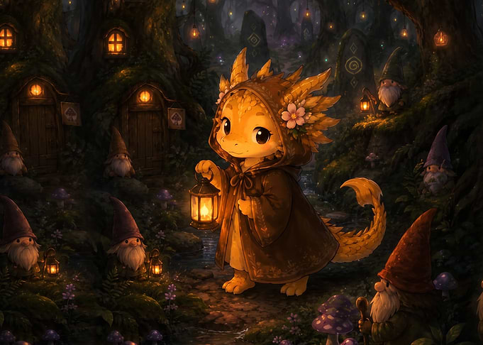 Little Dragon in Enchanted Forest