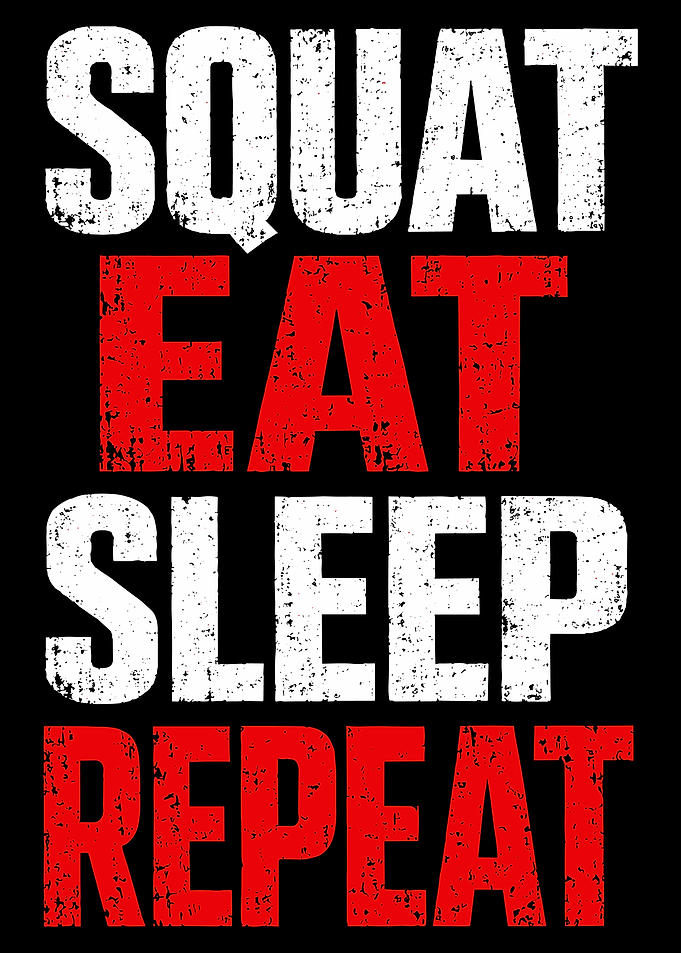 Squat Eat Sleep Repeat Motivational Gym Typography Wall Art Fitness Poster