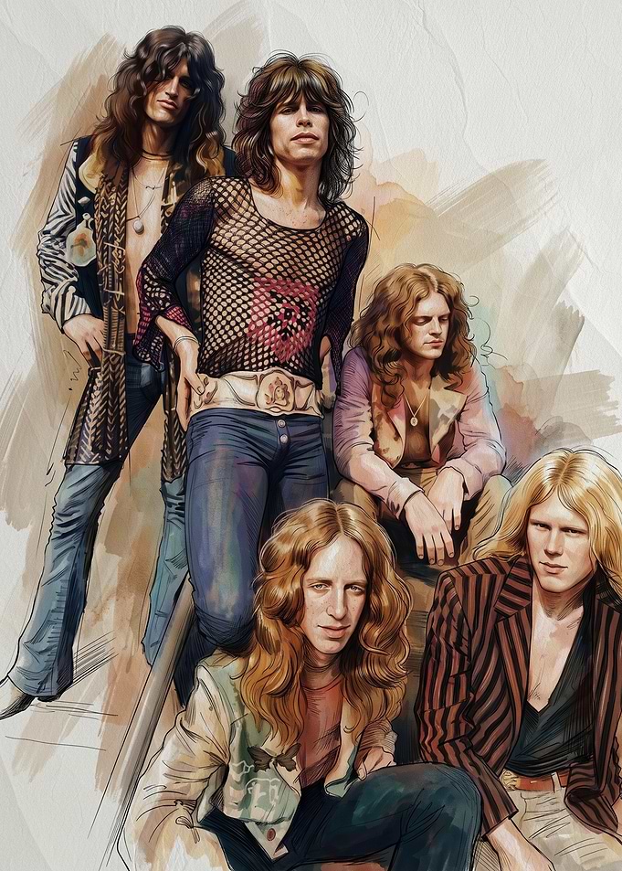 Aerosmith Band Portrait Illustration
